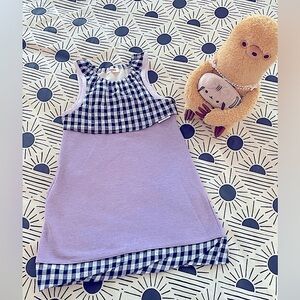 Cute & Casual Lilac French Terry/Gingham Printed Tank Dress (US Girls 5-7)